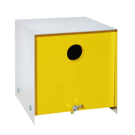 Box hout vogelhuis geel